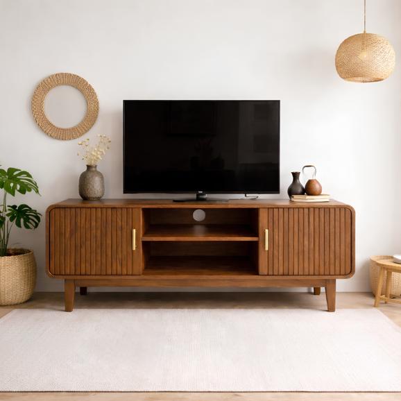 Meuble TV noyer MILO style rétro