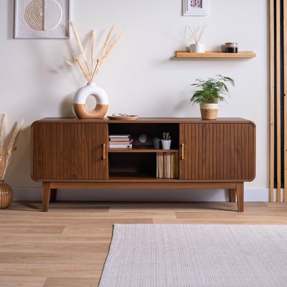 MILO retró stílusú diófa TV-állvány, 145cm