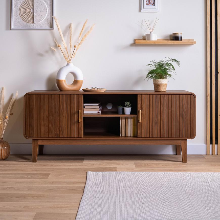 Έπιπλο TV Ρετρό 145cm 2 πόρτες, Φινίρισμα καρυδιά MILO