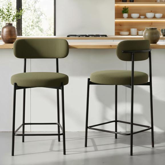 Set med 2 moderna IRIS barstolar i khaki manchester 65 cm