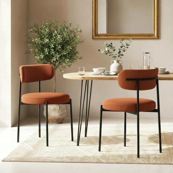 Set med 2 moderna terrakotta IRIS manchesterstolar