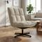 TAO modern swivel armchair in beige corduroy