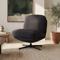 Sillón giratorio LENA 360° en pana antracita con patas de metal negro