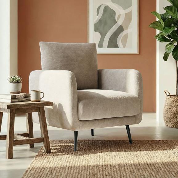 Designové křeslo EMMA z béžové chenilkové látky