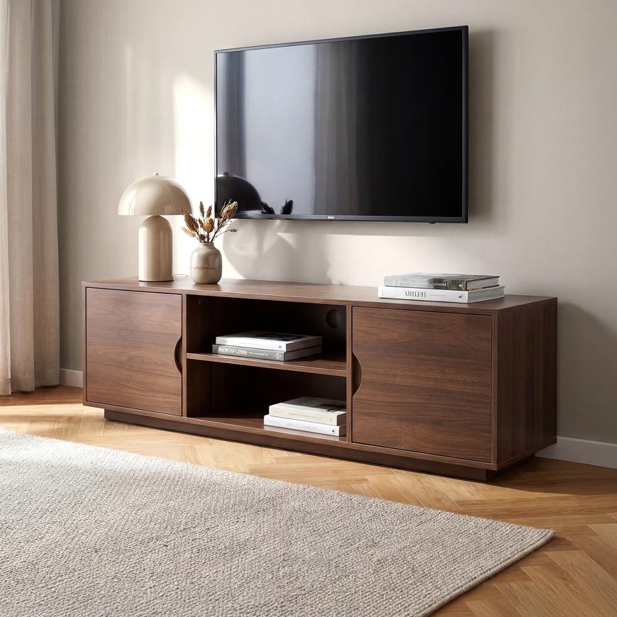 SVEN Scandinavian TV unit, 140cm, 2 doors, walnut finish
