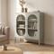 EDEN Industrial Metal Sideboard with 2 Doors, Sage Green and Fluted Glass, 80cm