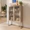 KAI Industrielles Metall-Highboard, 120 cm hoch, 2 beigefarbene Gittertüren