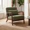 Vintage Scandinavian armchair MARIE in khaki corduroy and walnut finish wood