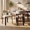 Set of 4 upholstered Japandi-style chairs in beige chenille fabric, walnut-effect metal legs - ZOE
