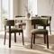 Set of 4 upholstered Japandi-style chairs in khaki chenille fabric, walnut-effect metal legs - ZOE