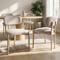 Set med 4 klädda fåtöljer i skandinavisk stil i beige chenilletyg, metallben med ekeffekt – MIA