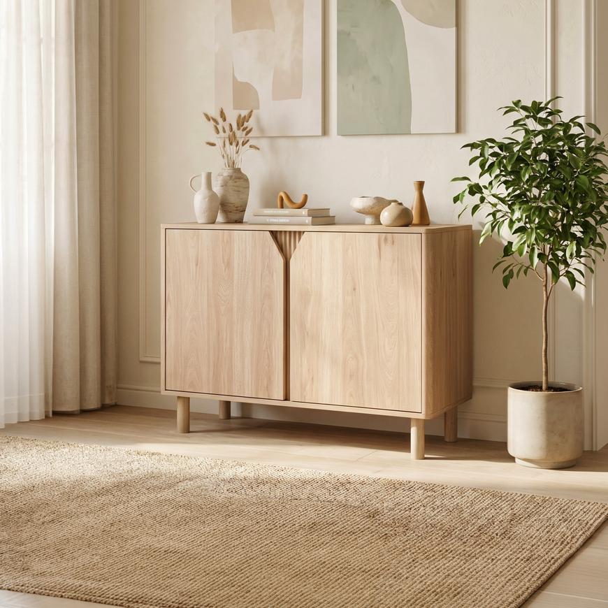 Scandinavisch dressoir met 2 deuren, 100 cm, eikenhouten afwerking - SOAN