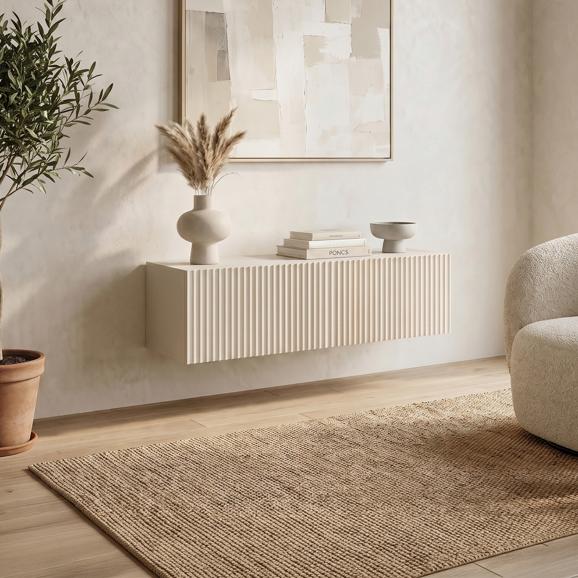 90 cm beige wandconsole met steunen - LEYA