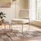 Fauteuil beige rembourré pieds chromés et tissu chenille - PAOLA