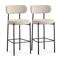 Set di 2 sgabelli da bar, alti 75 cm, rivestiti in velluto a coste beige e con gambe in metallo nero, IRIS - 1