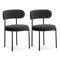 Set di 2 poltrone IRIS imbottite in velluto a coste nero con gambe in metallo nero. - 1