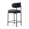 Set di 2 sgabelli da bar, alti 65 cm, rivestiti in velluto a coste nero con gambe in metallo nero, IRIS - 8
