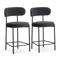 Set di 2 sgabelli da bar, alti 65 cm, rivestiti in velluto a coste nero con gambe in metallo nero, IRIS - 1