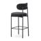 Conjunto de 2 banquetas de bar, 75 cm de altura, estofadas em veludo cotelê preto com pés de metal preto, modelo IRIS. - 8