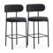 Conjunto de 2 banquetas de bar, 75 cm de altura, estofadas em veludo cotelê preto com pés de metal preto, modelo IRIS. - 1