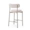 Set di 2 sgabelli da bar GABY, alti 75 cm, rivestiti in tessuto ciniglia beige con gambe in metallo beige. - 8