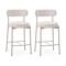 Set di 2 sgabelli da bar GABY, alti 75 cm, rivestiti in tessuto ciniglia beige con gambe in metallo beige. - 1