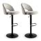Taburete de bar giratorio 360° regulable en altura - Pack de 2, tela chenilla beige, patas de metal negro ORION - 1