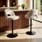 Taburete de bar giratorio 360° regulable en altura - Pack de 2, tela chenilla beige, patas de metal negro ORION