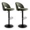 Taburete de bar giratorio 360° regulable en altura - Pack de 2, tela chenilla kaki, patas de metal negro ORION - 1