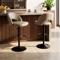 Taburete de bar giratorio 360° regulable en altura - Pack de 2, piel sintética beige, patas de metal negro ORION
